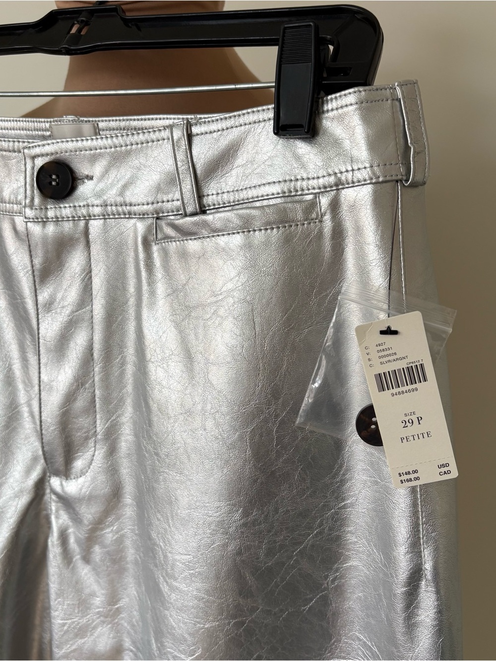 Anthro Maeve Ettie Metallic Vegan-Leather High-Rise Crop Wide-Leg Pants NWT 29P - Picture 7 of 11